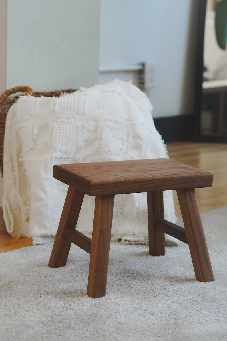 WALNUT STOOL, Foot Rest, STEP Stool