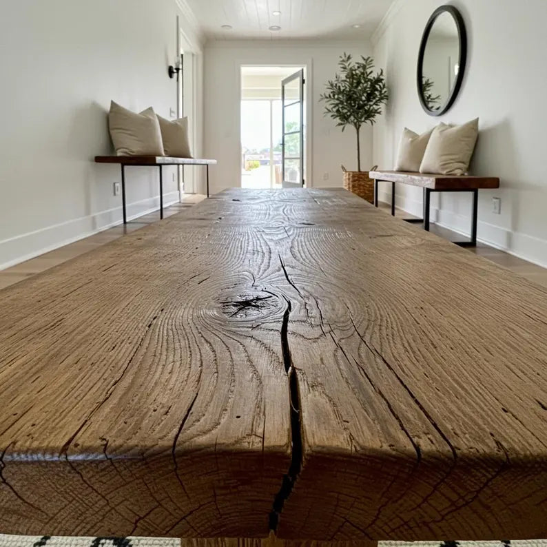 Handcrafted wooden entry way table rustic console table modern side table reclaimed wood refined wall table unique home décor