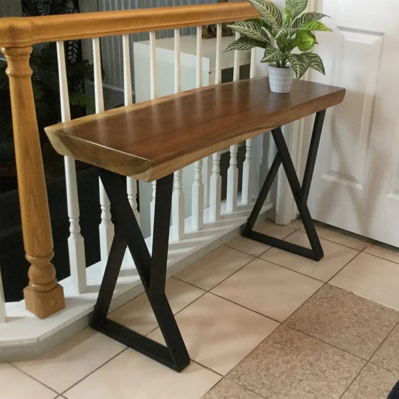 Metal Z-Frame Table Legs (Set of 2): Mid-Century Modern Industrial Bench Legs