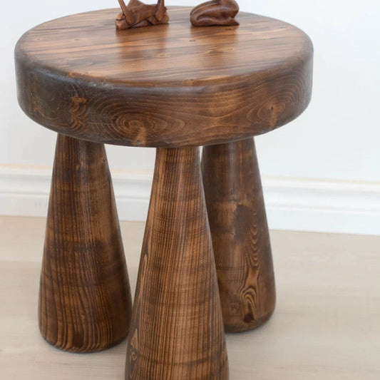 Reclaimed Wood Tripod Stool: Large Club Leg Table