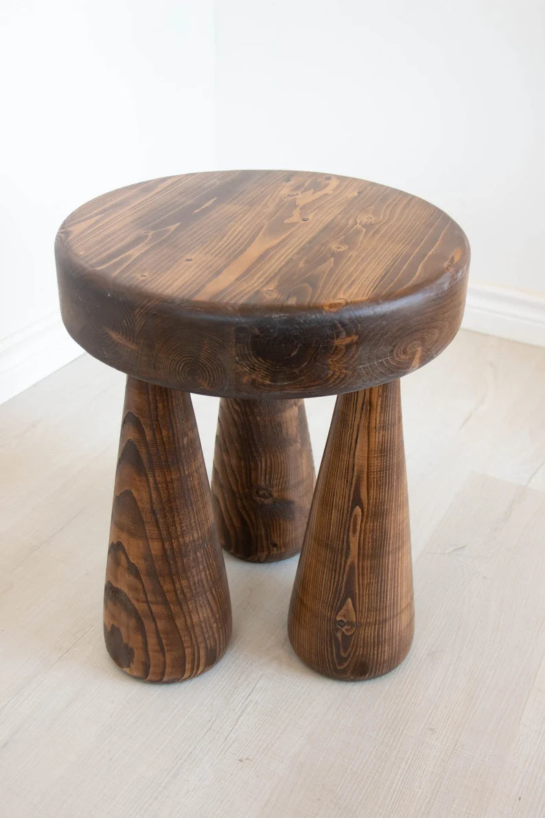 Reclaimed Wood Tripod Stool: Large Club Leg Table